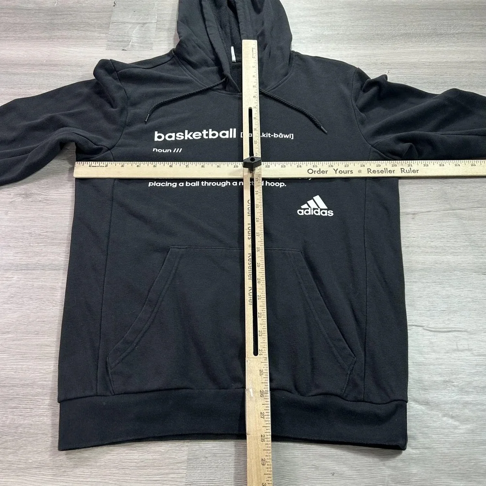 Adidas Hoodie Mens Small Black Basketball Pullover Sweatshirt Lightweight FR9336